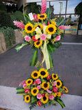 Topiario en girasoles y lilas
