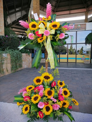 Topiario en girasoles y lilas