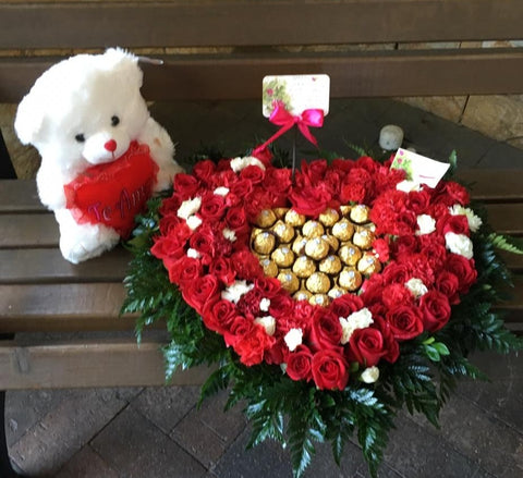 Corazón Amor y Chocolates con peluche