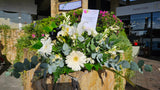 Palmatoria blanca de gerberas