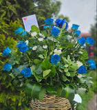 Canasta de Rosas Azules