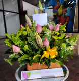 Caja de Lirios y Hortensias